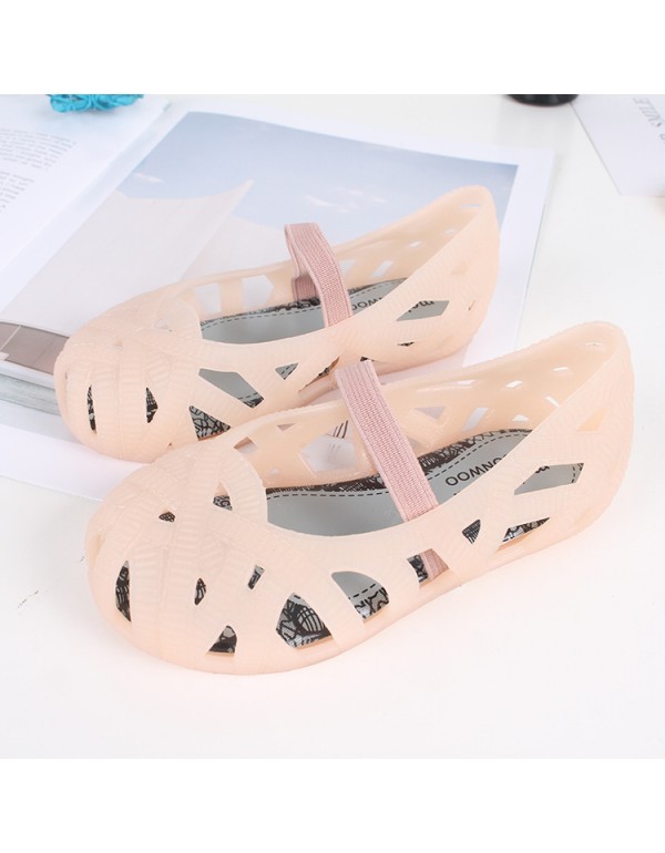 Lovely girls' sandals jelly shoes Baotou hollow out beach shoes middle school children's Non Slip breathable Princess fashion casual shoes 