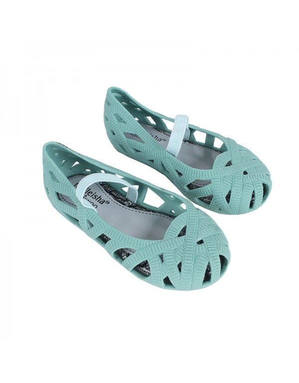 Lovely girls' sandals jelly shoes Baotou hollow out beach shoes middle school children's Non Slip breathable Princess fashion casual shoes 