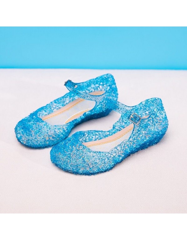 Autumn and summer Princess Aisha snow and ice crystal children's sandals slippers waterproof Cinderella solid color jelly crystal shoes 