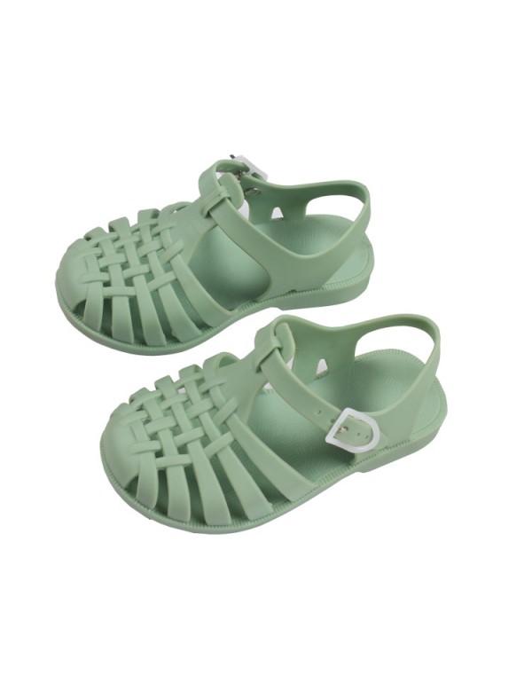 Heli shark new fashion leisure solid color buckle hollow out cool children's shoes daily flat sandals for boys and girls 