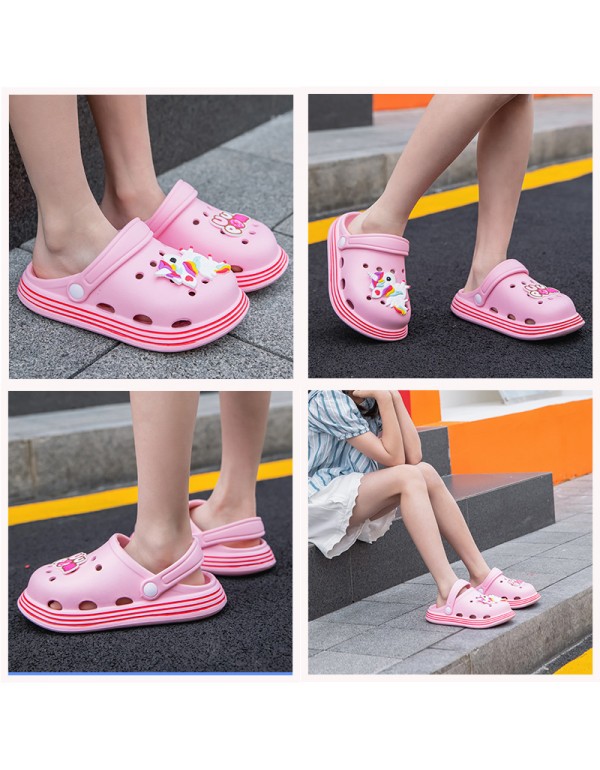 2022 new children's hole shoes summer excrement feeling soft bottom light EVA non slip lovely children's garden shoes 