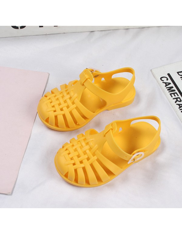 Heli shark new fashion leisure solid color buckle hollow out cool children's shoes daily flat sandals for boys and girls 