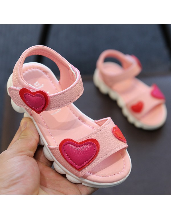 2022 spring and summer new children's sandals Korean fashion sandals open toe shoes magic stickers love girls' casual sandals 