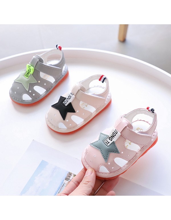 2022 summer new boys' open toe whistled baby sandals 0-1-2 years old leather baby shoes 2133 