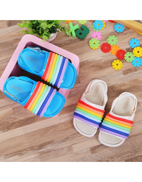 Minielisa Melissa's same jelly children's shoes men's and women's treasure children's Rainbow sandals 