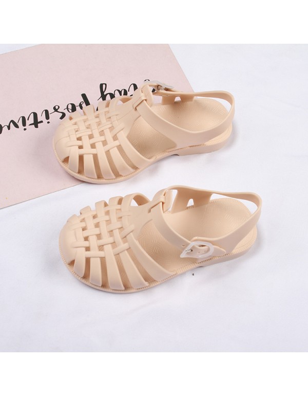 Heli shark new fashion leisure solid color buckle hollow out cool children's shoes daily flat sandals for boys and girls 