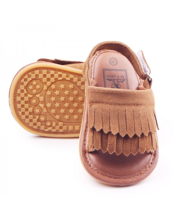 Baby shoes wholesale summer new frosted tassel sandals baby toddlers rubber soled sandals lj0532 