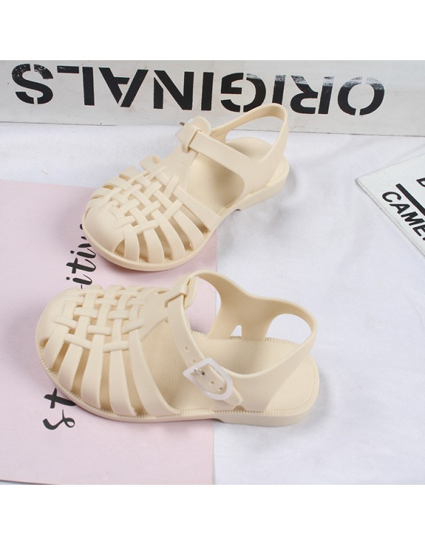 Heli shark new fashion leisure solid color buckle hollow out cool children's shoes daily flat sandals for boys and girls 