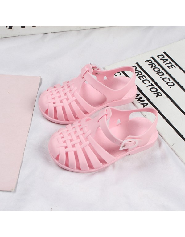 Heli shark new fashion leisure solid color buckle hollow out cool children's shoes daily flat sandals for boys and girls 