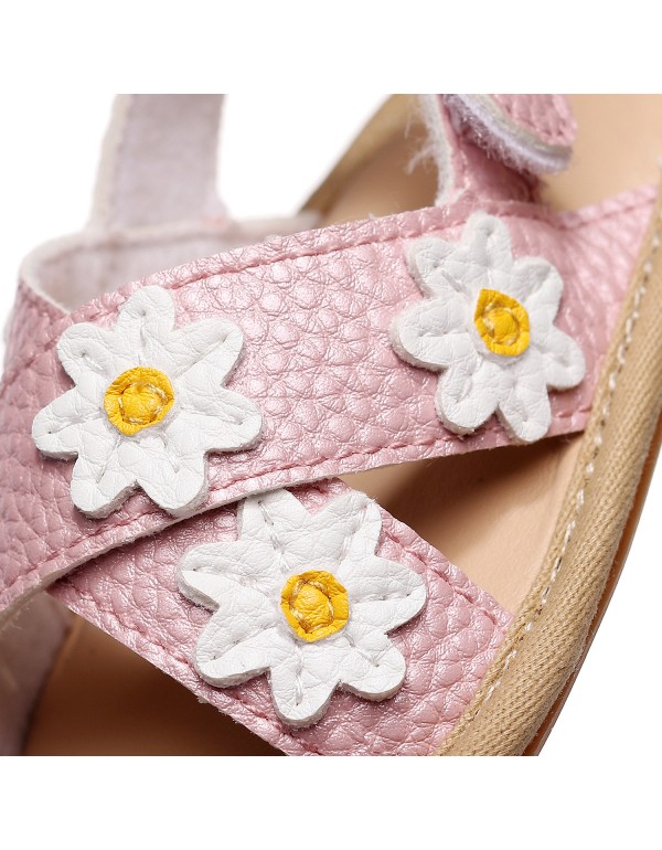 2022 new cross band floret children's and girls' sandals baby comfortable walking shoes one hair substitute 