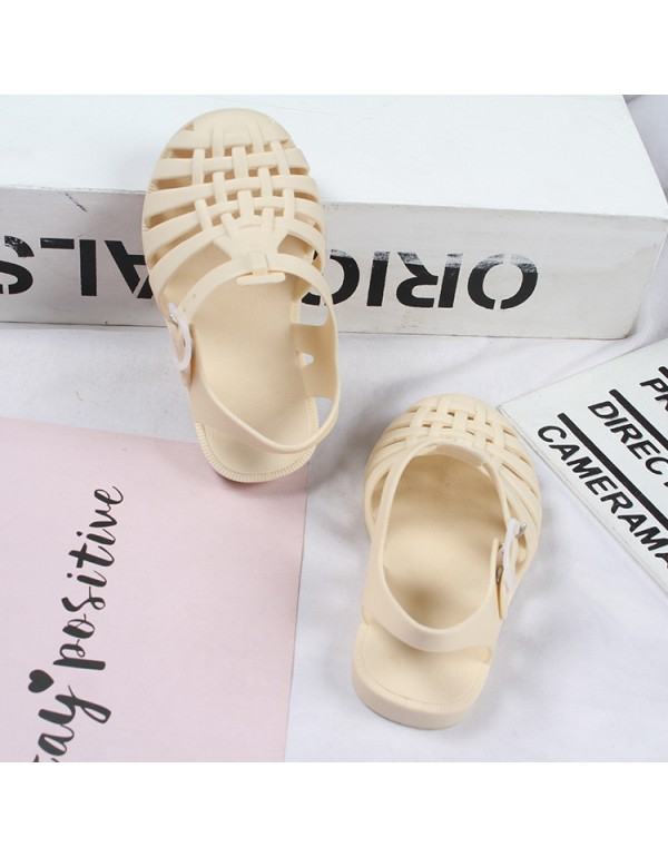 Heli shark new fashion solid color buckle hollowed out cool children's shoes flat bottom leisure daily wear male and female baby sandals 