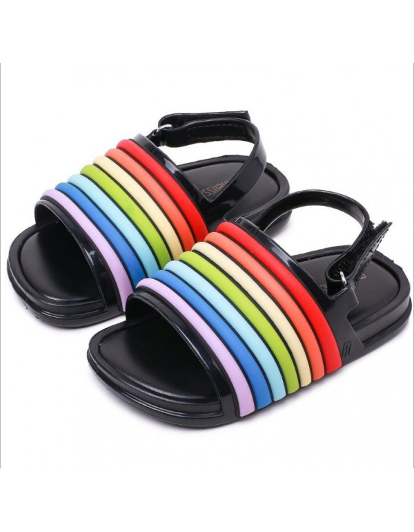 Minielisa Melissa's same jelly children's shoes men's and women's treasure children's Rainbow sandals 