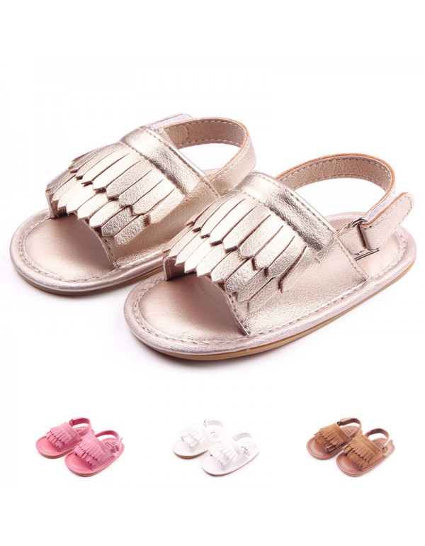 Baby shoes wholesale summer new frosted tassel sandals baby toddlers rubber soled sandals lj0532 