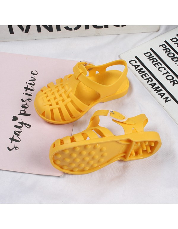 Heli shark new fashion solid color buckle hollowed out cool children's shoes flat bottom leisure daily wear male and female baby sandals 