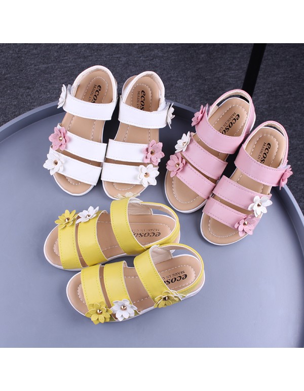 Children's summer sandals girls lovely flowers Roman shoes breathable hollow children sandals shoes 