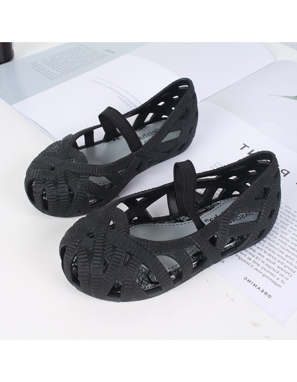 Lovely girls' sandals jelly shoes Baotou hollow out beach shoes middle school children's Non Slip breathable Princess fashion casual shoes 