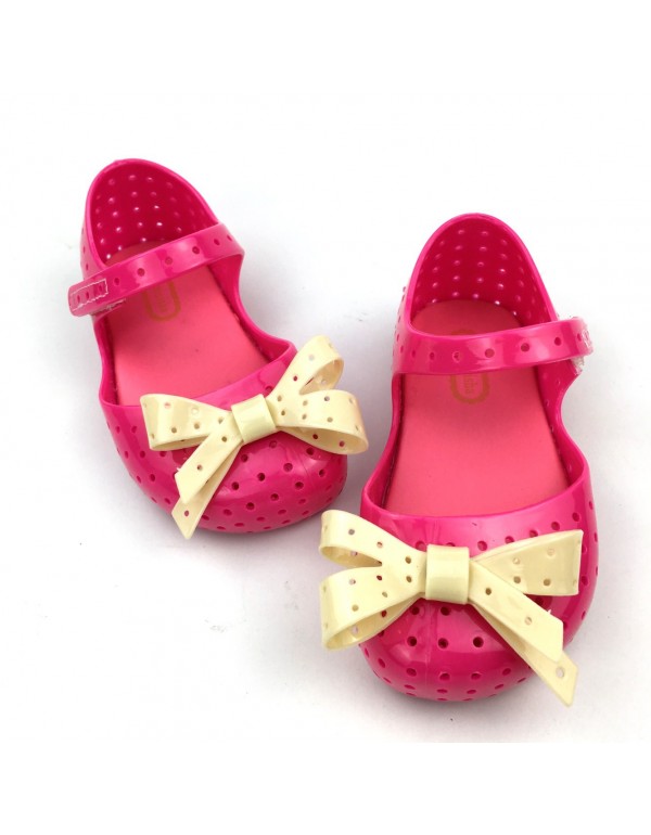Summer new minimelissa baby children's jelly cool contrast color hollow out bow tie shoes foreign trade wholesale trend 