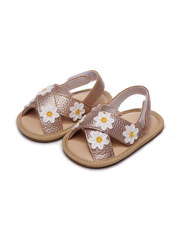 2022 new cross band floret children's and girls' sandals baby comfortable walking shoes one hair substitute 