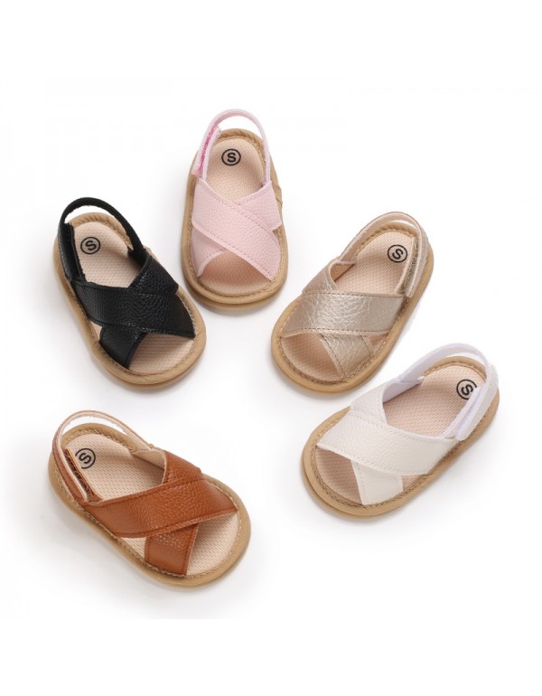 Baby shoes summer 0-1 year old male and female baby sandals soft soled Pu casual walking shoes 