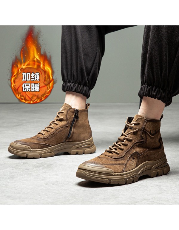 Ns-55501 autumn and winter new high top casual shoes men's winter Plush warm Martin boots men's thick soled men's board shoes 