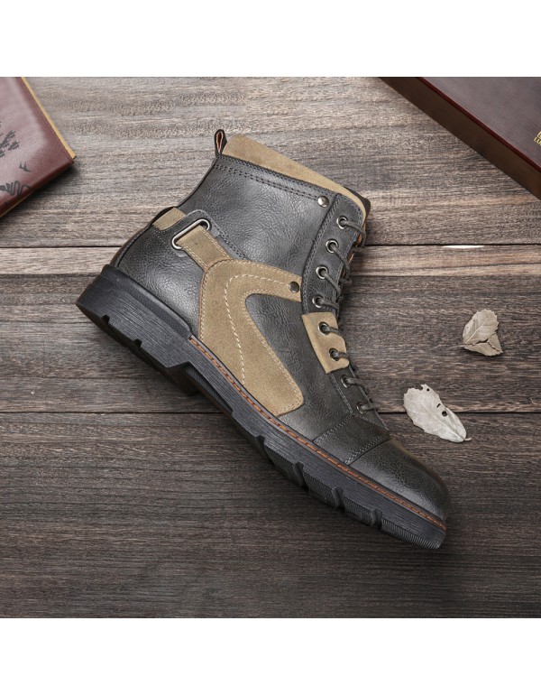 Cross border large size Martin boots men's casual leather shoes Europe and the United States size Zhongbang motorcycle boots outdoor retro boots single boots 