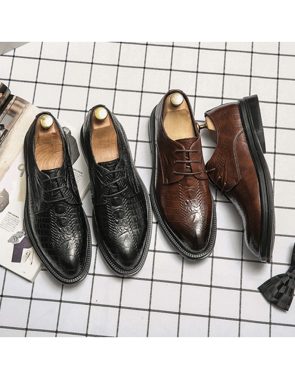 Leather shoes men's Korean business style pointed and versatile fashion men's shoes British youth business formal dress youth casual leather shoes 