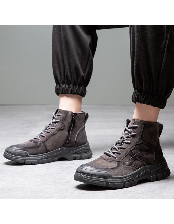 Ns-55502 autumn and winter new high top casual shoes men's winter Plush warm Martin boots men's thick soled men's board shoes 