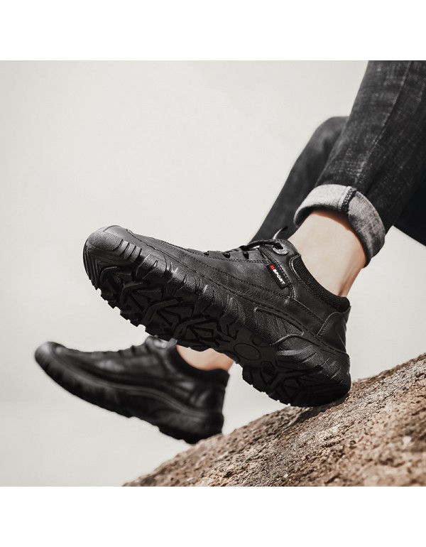 2021 autumn and winter new men's outdoor mountaineering sports shoes thick bottom anti-skid leisure sports men's shoes trend Pu men's shoes 