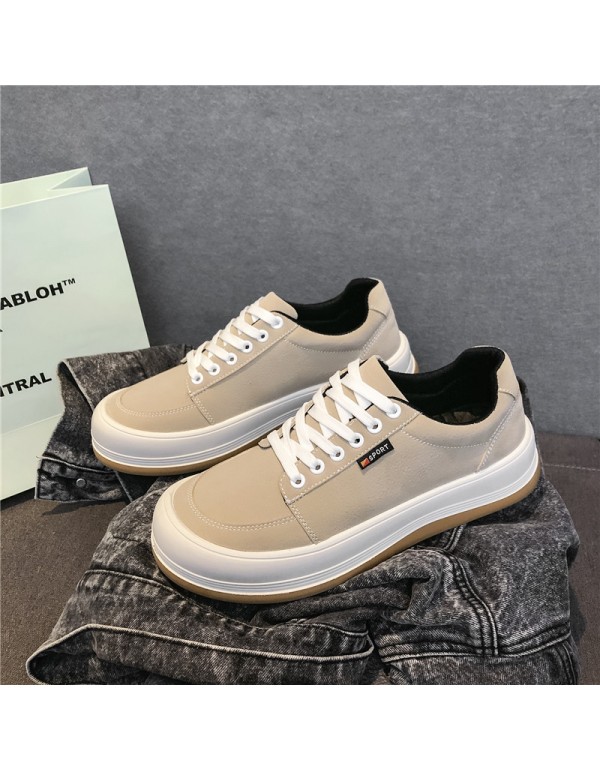 2021 new men's Hong Kong style casual shoes warm thick soled round head men's shoes in spring and autumn Japanese ugly cute big head board shoes 