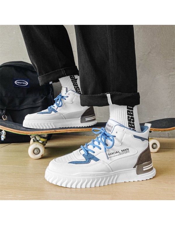 2021 new Korean men's board shoes winter warm lace up outdoor casual men's shoes fashion high Gang men's shoes 