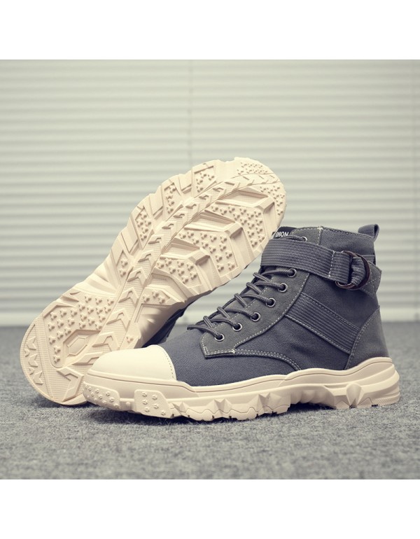 Fashion color matching men's high top shoes new ins fashion canvas Martin shoes warm and casual men's shoes in spring and winter 