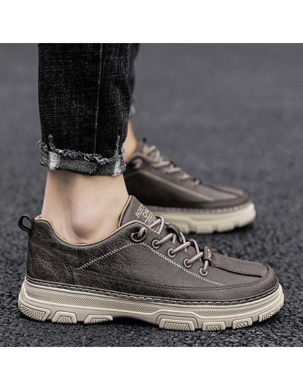 Spring men's slip on casual shoes new thick soled fashion leather shoes men's spring and autumn trend men's small leather shoes wholesale 