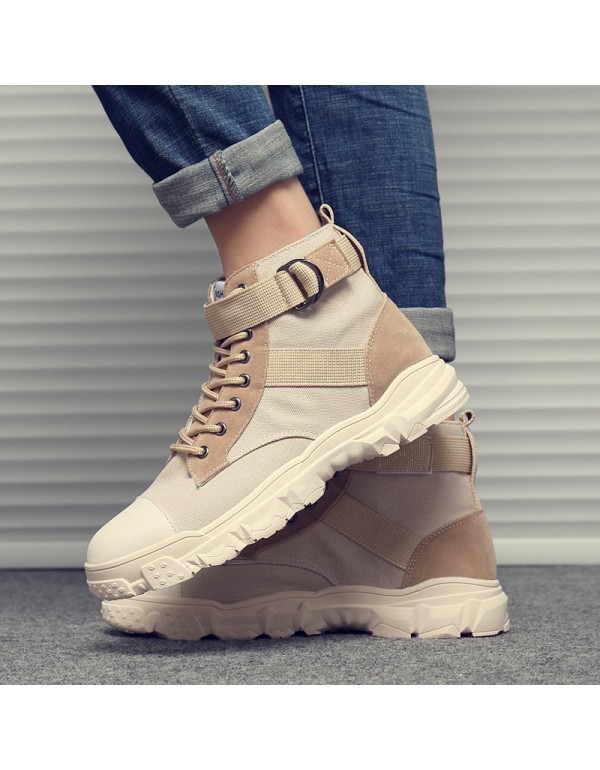 Fashion color matching men's high top shoes new ins fashion canvas Martin shoes warm and casual men's shoes in spring and winter 