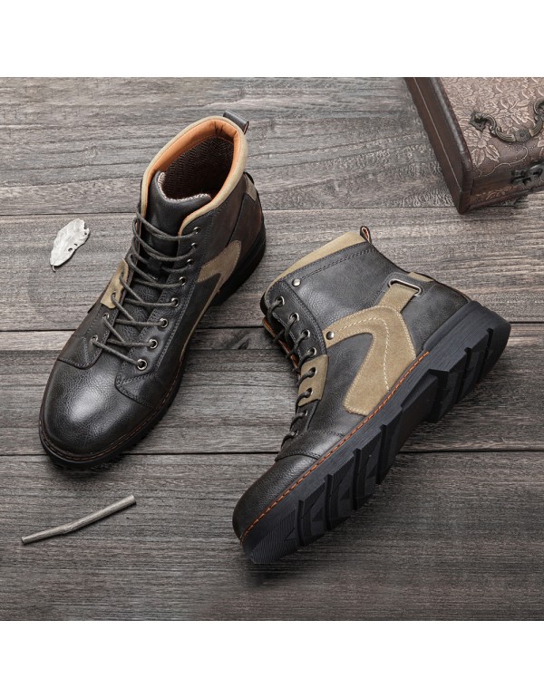 Cross border large size Martin boots men's casual leather shoes Europe and the United States size Zhongbang motorcycle boots outdoor retro boots single boots 