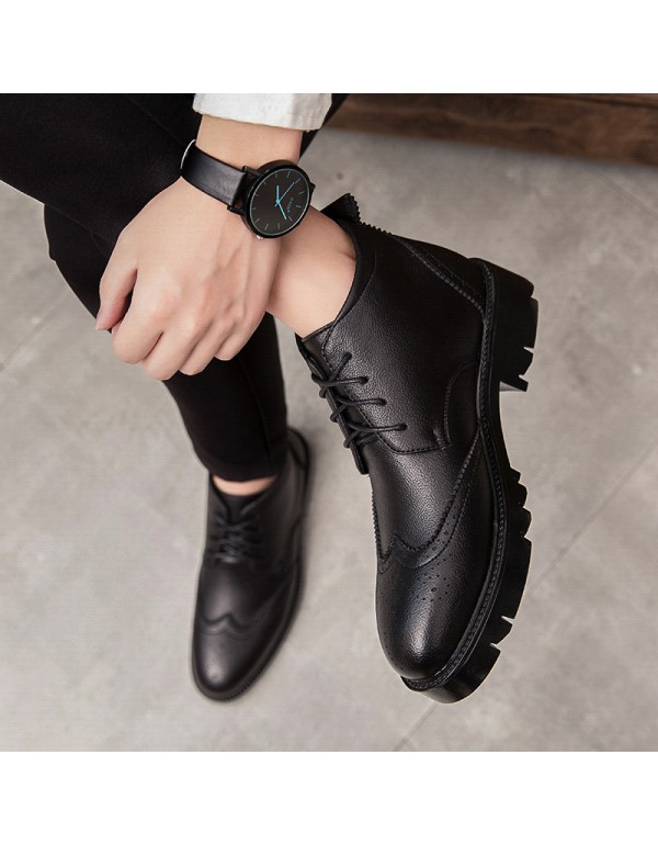 Spring 2020 new block carved men's boots British style short barrel retro Martin boots men's fashion high helper boots 