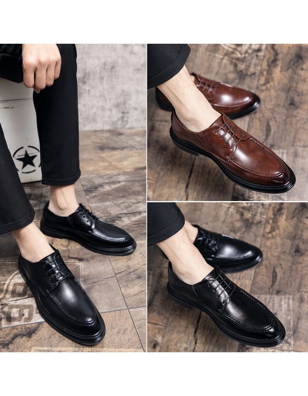 Summer breathable block men's shoes British Suit Wedding Gift large black business dress casual men's shoes 