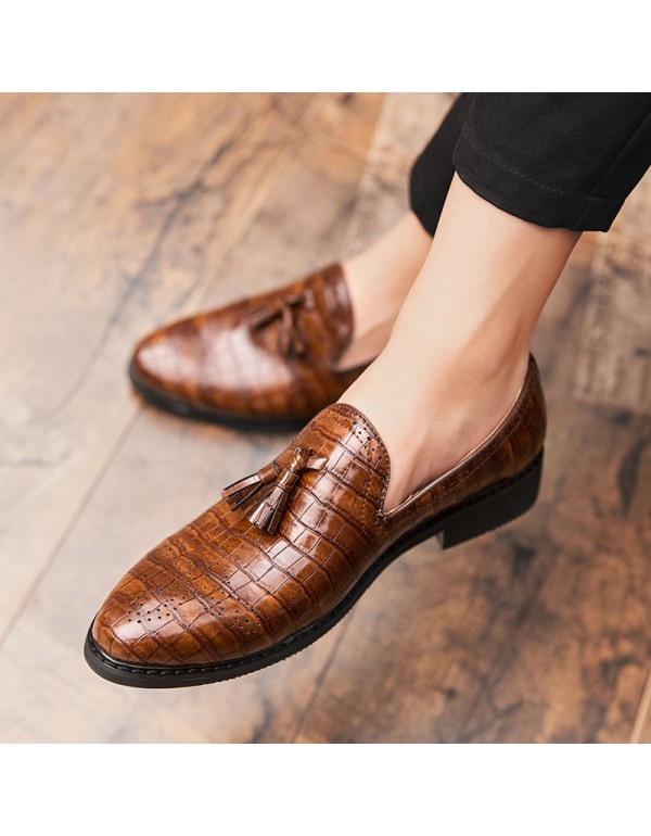 Crocodile leather one-step leather shoes men's casual shoes British cross-border large 38-47 fashion Lefu shoes men's shoes 