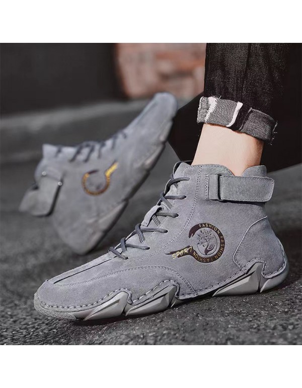 Winter new men's casual shoes short boots outdoor warm Plush thickened men's boots trend medium top large men's shoes 