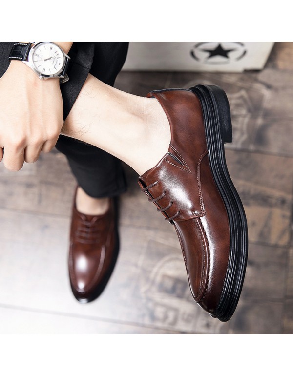 Summer breathable block men's shoes British Suit Wedding Gift large black business dress casual men's shoes 