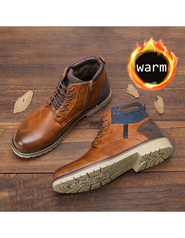 Winter men's Martin boots 2021 new independent station retro rubbing color Plush warm cross-border foreign trade cotton shoes men's Boots 
