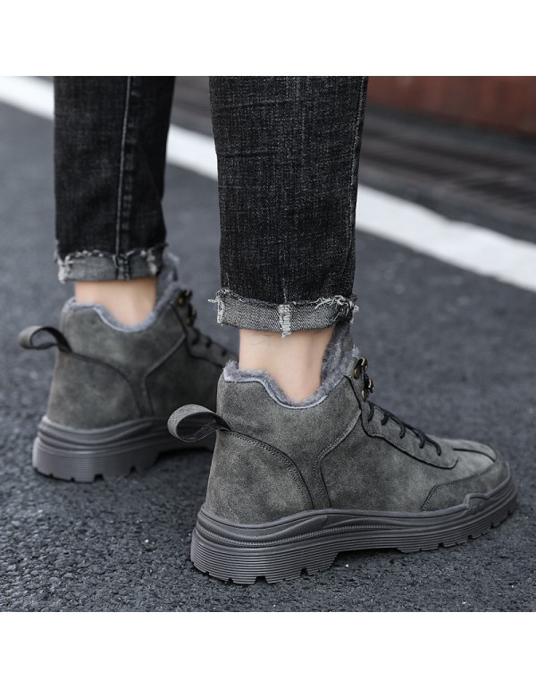 New large men's casual shoes winter Plush warm outdoor Martin boots fashion high helper men's shoes 