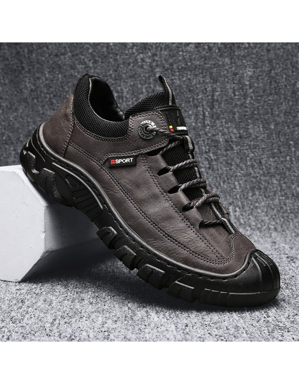 2021 autumn and winter new men's outdoor mountaineering sports shoes thick bottom anti-skid leisure sports men's shoes trend Pu men's shoes 