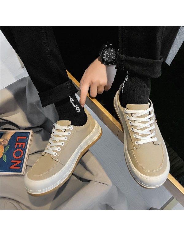 2021 new men's Hong Kong style casual shoes warm thick soled round head men's shoes in spring and autumn Japanese ugly cute big head board shoes 