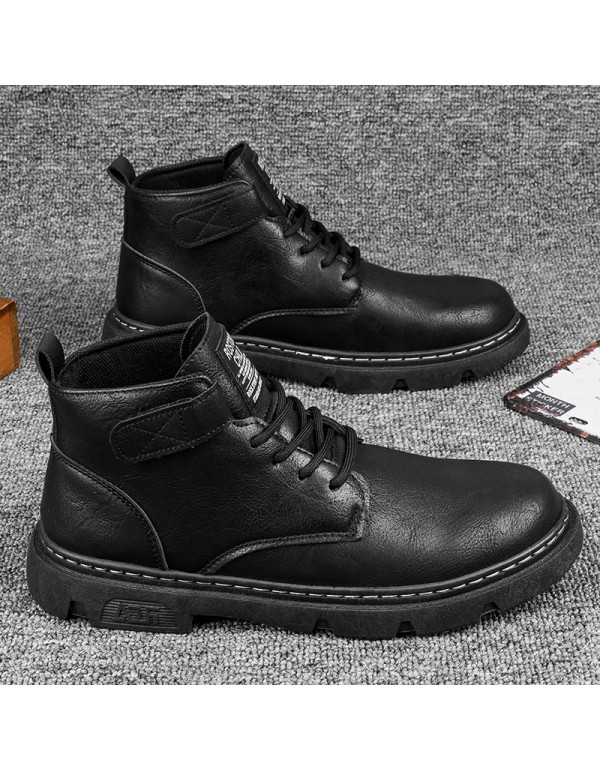 2021 Vintage men's lace up Martin boots fashion British leather shoes men's new autumn and winter high helper work shoes 