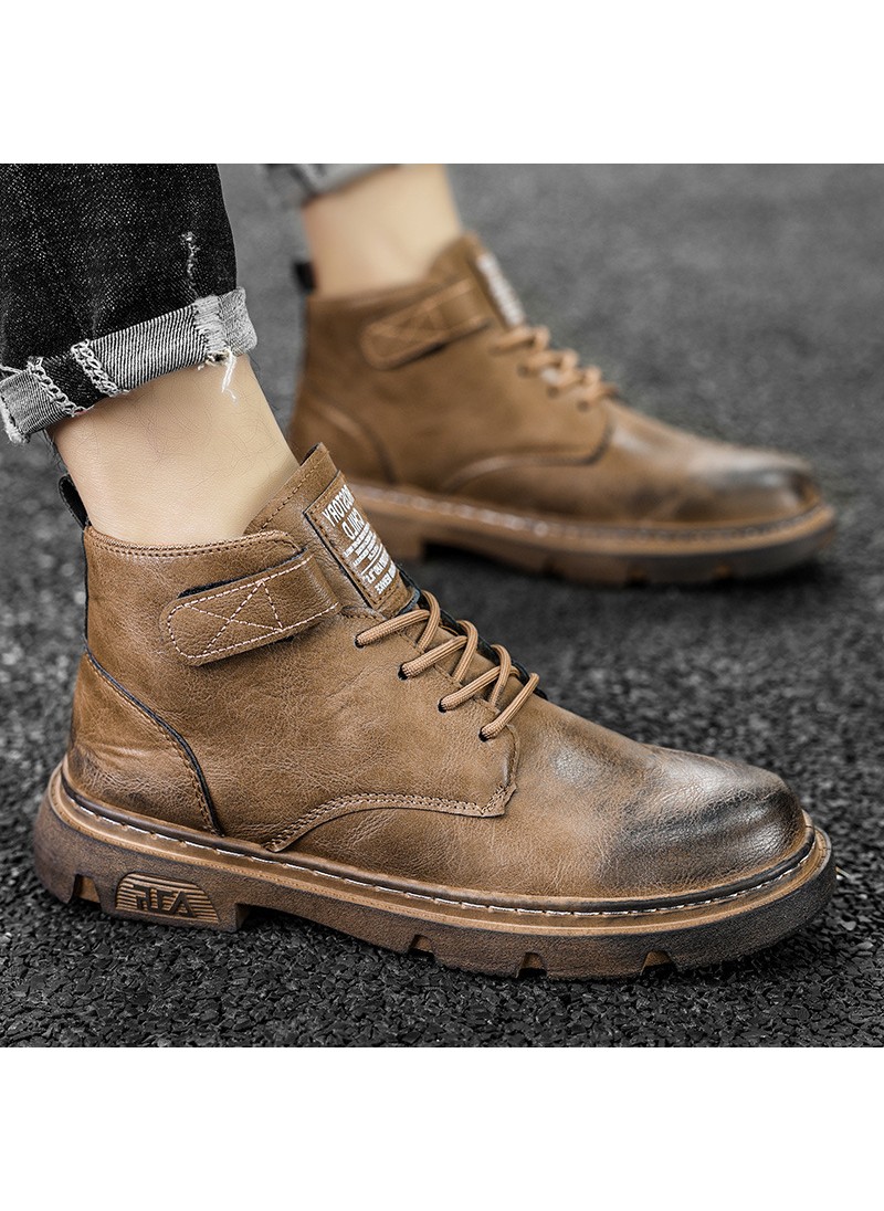 2021 Vintage men's lace up Martin boots fashion Br...