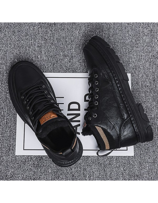 New fashion outdoor men's work shoes winter Plush warm Martin boots men's Retro High help men's cotton shoes 