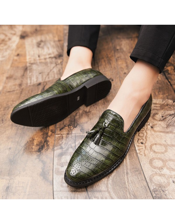 Crocodile leather one-step leather shoes men's casual shoes British cross-border large 38-47 fashion Lefu shoes men's shoes 