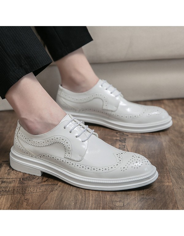 Men's shoes 2021 autumn winter new fashion trend men's shoes pointed super fiber white business casual low top formal leather shoes 