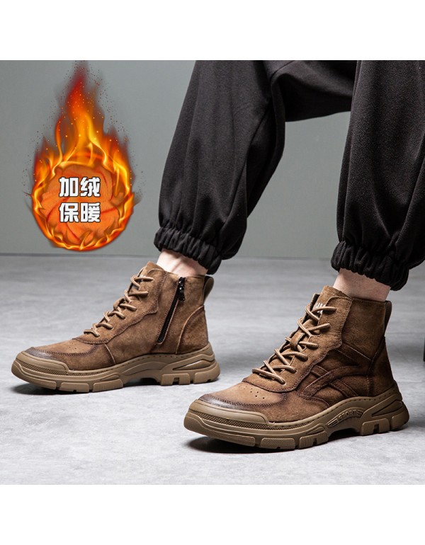 Ns-55502 autumn and winter new high top casual shoes men's winter Plush warm Martin boots men's thick soled men's board shoes 