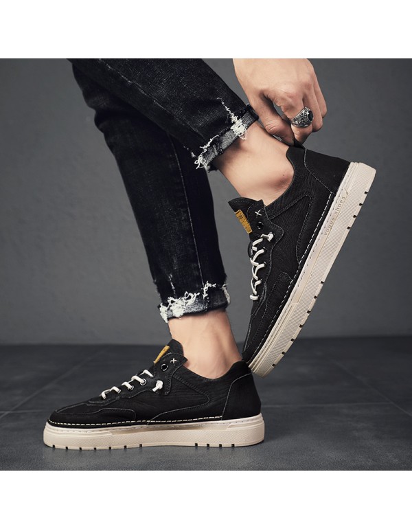 2021 men's Retro small leather shoes spring and autumn youth British men's shoes trend ins Korean board shoes 